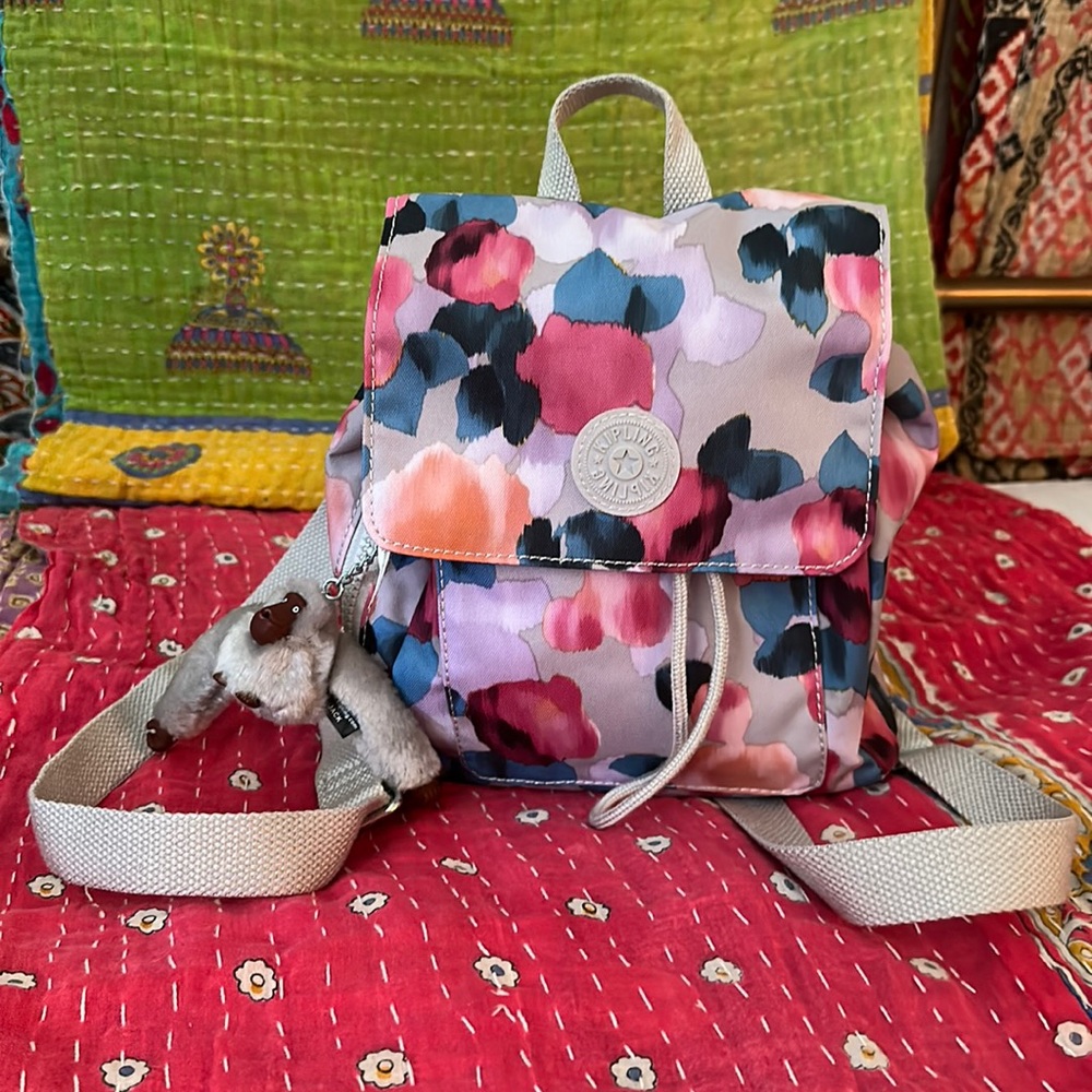 Kipling small backpack never used watercolor print